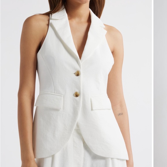 Open Edit White Curator Notched Lapel Vest XXS - Picture 7 of 8